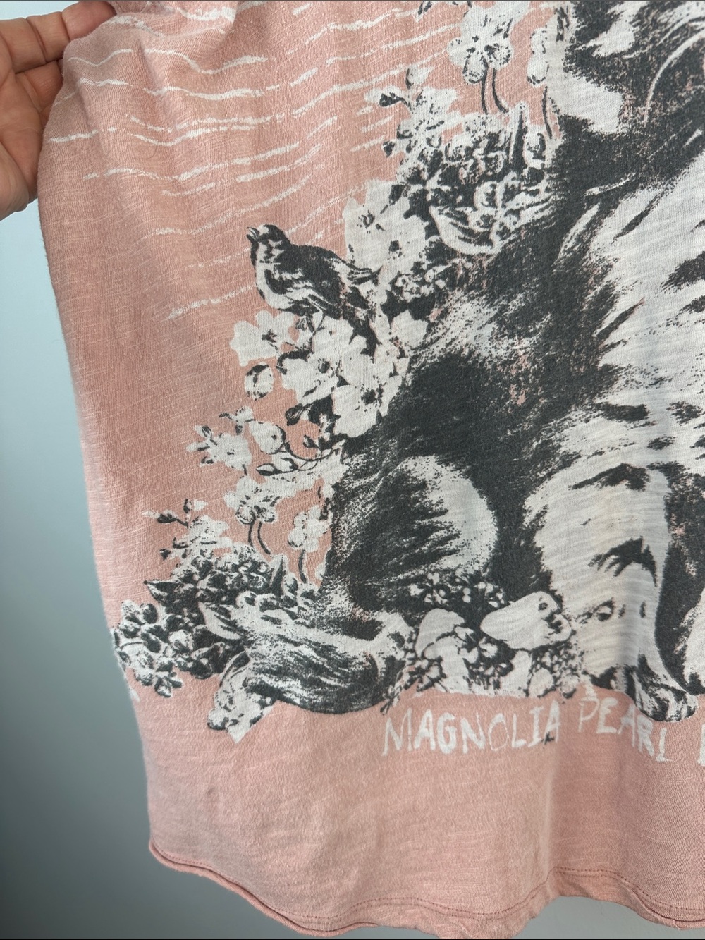 Magnolia Pearl Spread Love Cat Oversized Tee in Mollu Pink Distressed Cotton OS - Picture 6 of 16